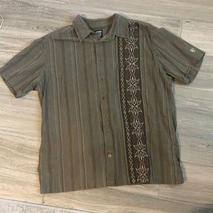 Kuhl Green Casual Button Down Shirt with Embroidered Panel
